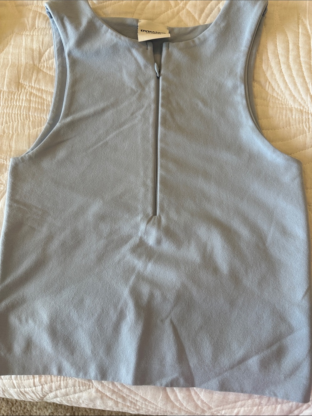 Dynamic Light Blue Sleeveless Zip-Front Shell